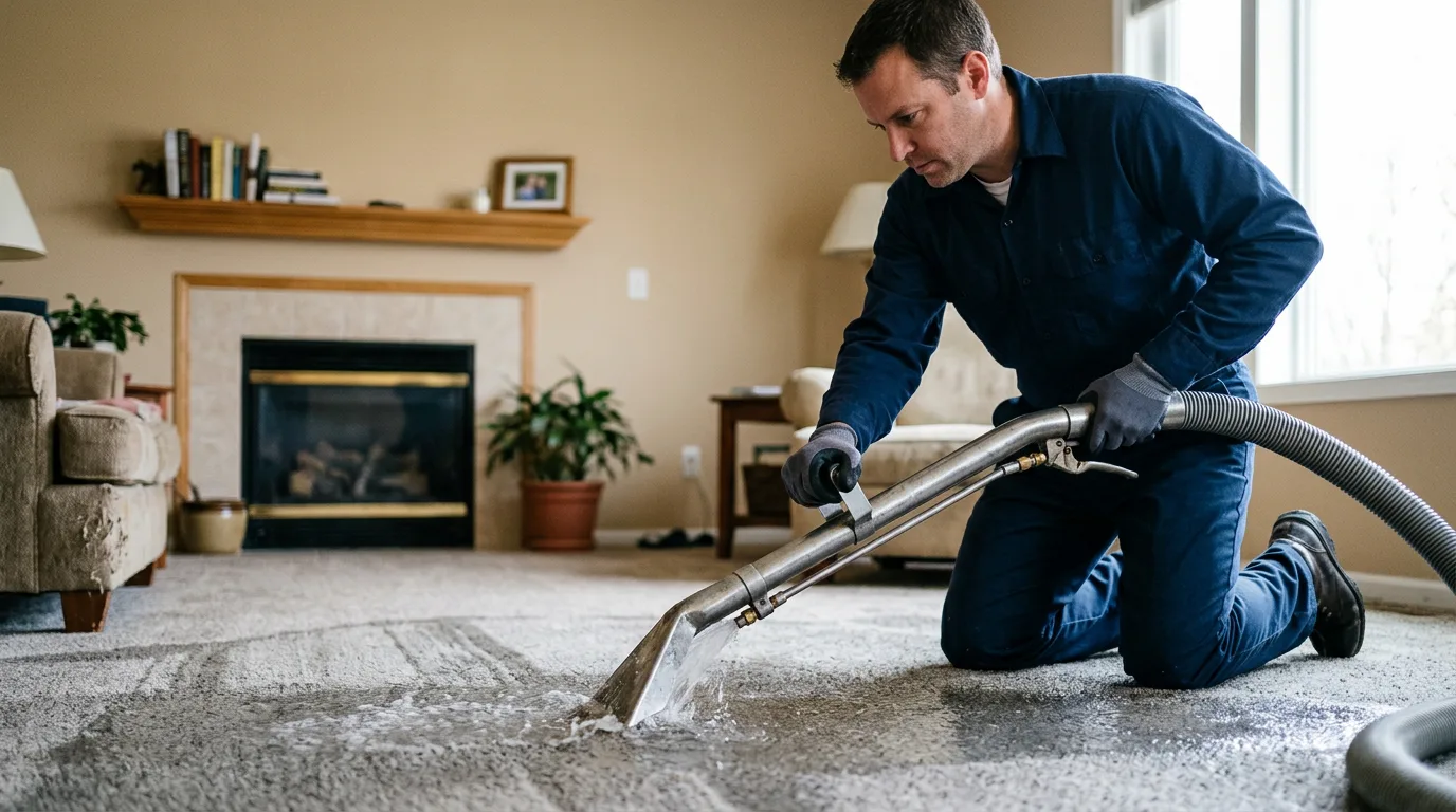 Water damage restoration technician working near Fulshear, TX